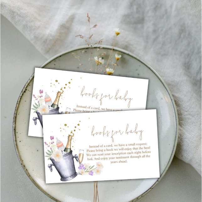 Carte D'accompagnement Elégant Sip & Voir Champagne Livres Pour Baby show (Elegant Sip & See Champagne Books For Baby Shower Enclosure Card)
