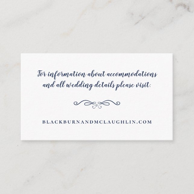 Carte D'accompagnement Elégant site de mariage Bleu Blanc Moderne Classiq (Devant)