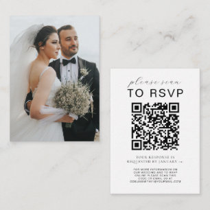 Carte D'accompagnement Élégant site de mariage RSVP QR Code photo