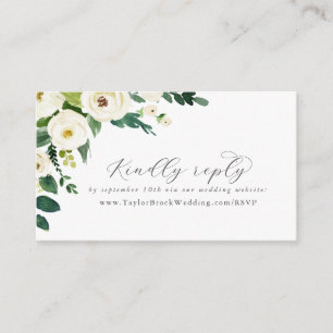 Carte D'accompagnement Elégant site Mariage Floral Blanc RSVP