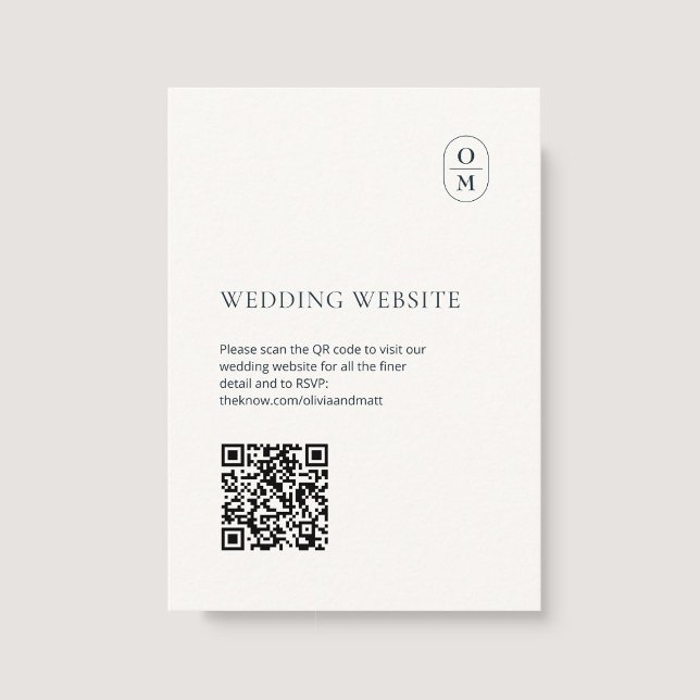 Carte D'accompagnement Élégant site Web de mariage QR à monogramme minima (Créateur téléchargé)