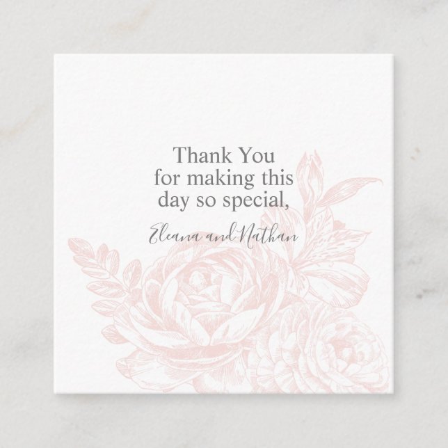 Carte D'accompagnement Elegant Soft Pink White Floral Wedding Thank You (Devant)