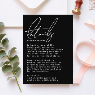 Carte D'accompagnement Élégant Stylish Personnalisé Noms Noir Blanc Maria