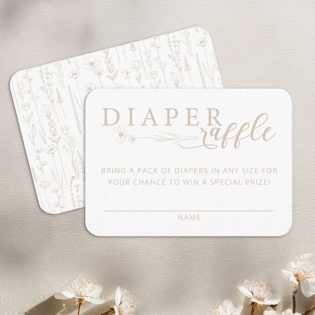 Carte D'accompagnement Elegant Taupe Neutral Baby Shower Diaper Raffle (Diaper Raffle Card)