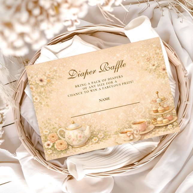 Carte D'accompagnement Elegant Tea Garden Diapper Raffle (Créateur téléchargé)