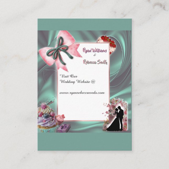 Carte D'accompagnement Elegant Teal & Blush Floral Wedding Enclosure Card (Devant)