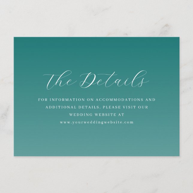 Carte D'accompagnement Elegant Teal Typographic (Devant)
