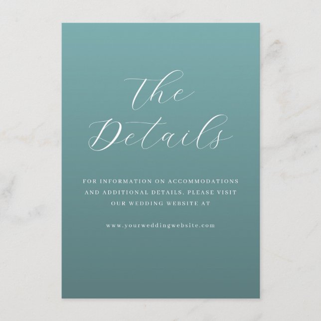 Carte D'accompagnement Elegant Teal Typographic Invite (Devant)