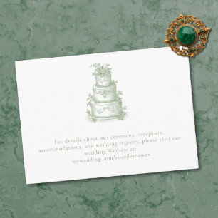 Carte D'accompagnement Élégant Vert Sauge Toile Manoir Français Mariage