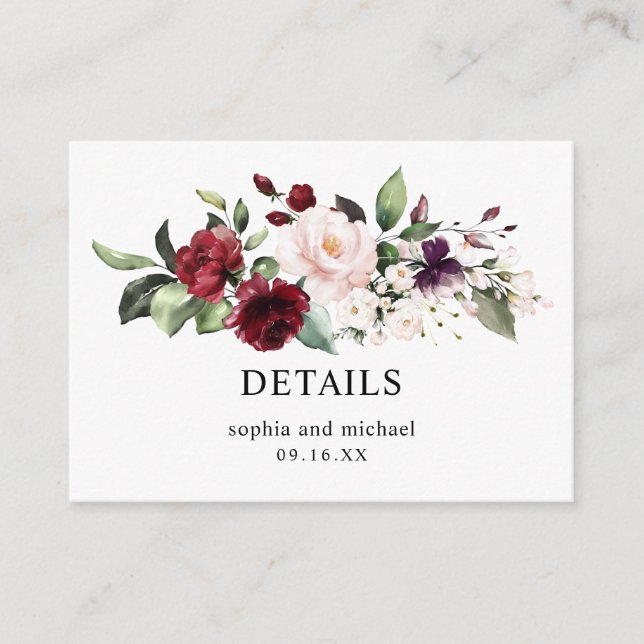 Carte D'accompagnement Elégant vin blanc Floral Détails Mariage Enclosur (Devant)