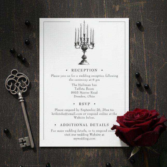 Carte D'accompagnement Elegant Vintage Gothic Black Toile Wedding (Créateur téléchargé)