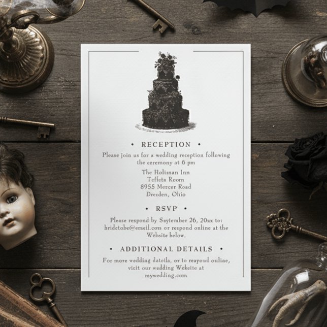 Carte D'accompagnement Elegant Vintage Gothic Black Toile Wedding (Créateur téléchargé)