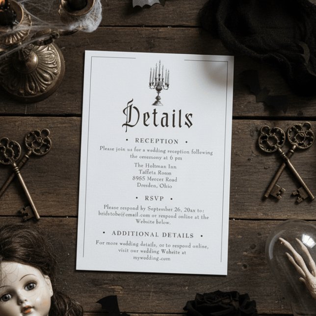 Carte D'accompagnement Elegant Vintage Gothic Black Toile Wedding (Créateur téléchargé)