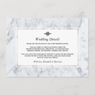 Carte D'accompagnement Élégant Vintage Marbre Mariage Détail
