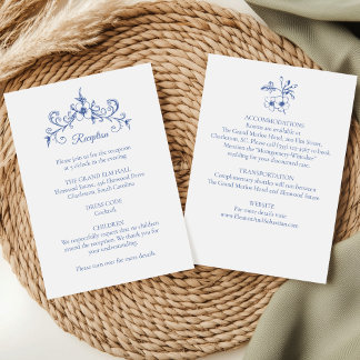 Carte D'accompagnement Elégant Vintage Romance Dusty Blue Floral Mariage