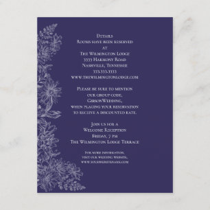 Carte D'accompagnement Elégant violet blanc Mariage Floral Détails