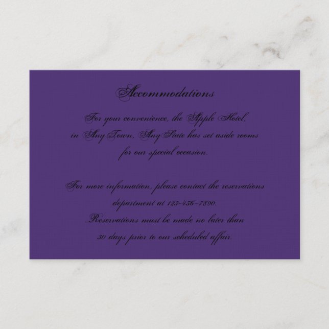 Carte D'accompagnement Élégant violet gothique Night Posh Mariage Inserti (Devant)