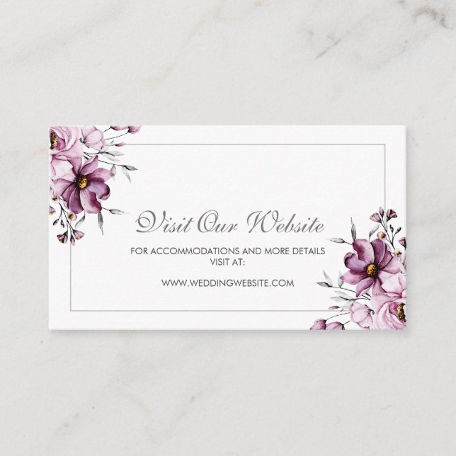 Carte D'accompagnement Élégant violet Mariage Floral (Devant)