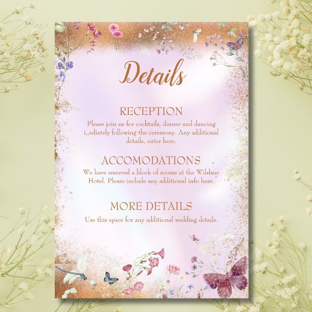 Carte D'accompagnement Élégant Whimsical Wildflower rose (Créateur téléchargé)