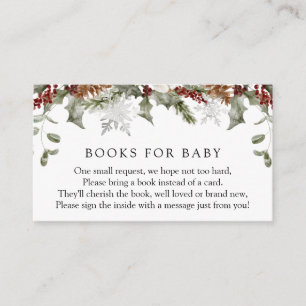 Carte D'accompagnement Elégant Winter Floral Books for Baby Request