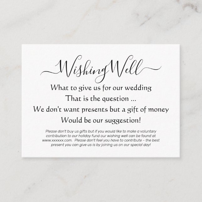Carte D'accompagnement Elegant Wishing Well Money Poem (Devant)