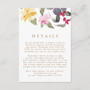 Carte D'accompagnement Elégante aquarelle Belle Mariage Détails