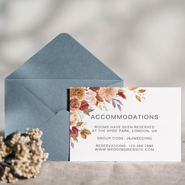 Carte D'accompagnement Elégante aquarelle d'automne Mariage Floral (Elegant Autumn Watercolor Floral Wedding Party Supplies)