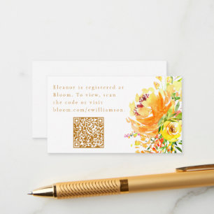 Carte D'accompagnement Elégante aquarelle jaune Fête des mariées florale 