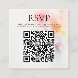 Carte D'accompagnement Elégante aquarelle Mariage Floral QR Code RSVP