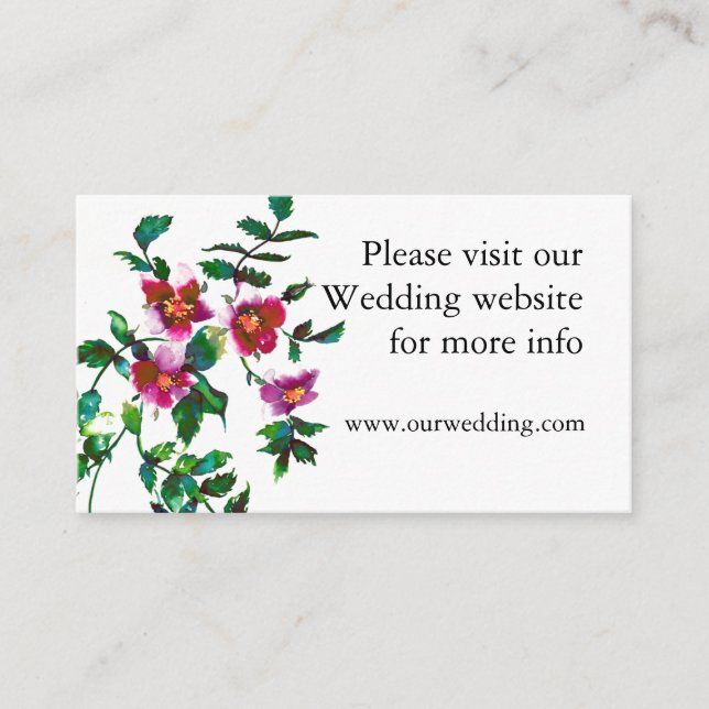 Carte D'accompagnement Elégante aquarelle moderne fleur sauvage rose fonc (Devant)