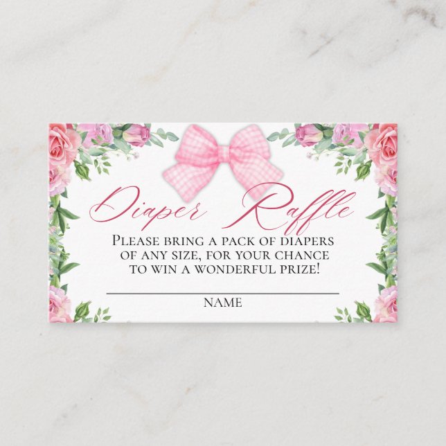 Carte D'accompagnement Élégante béquille rose et Rose barrette Raffle (Devant)