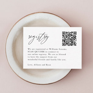 Carte D'accompagnement Élégante calligraphie Code QR Registre Mariage