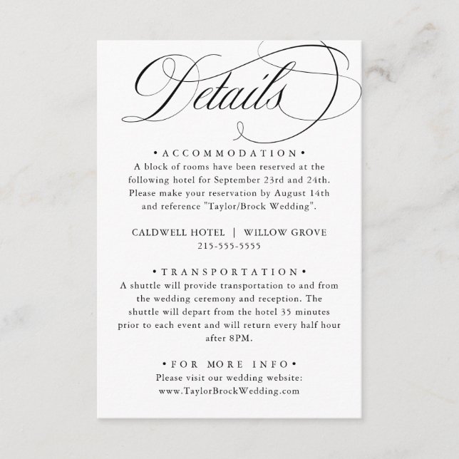 Carte D'accompagnement Élégante calligraphie écriture à l'américaine (Devant)