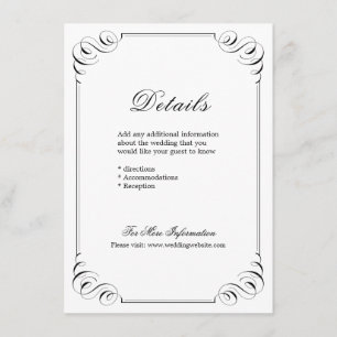 Carte D'accompagnement Élégante calligraphie florissante détails mariages