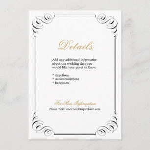 Carte D'accompagnement Élégante calligraphie florissante détails mariages