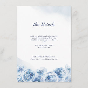 Carte D'accompagnement Élégante calligraphie mariage floral bleu poussiér