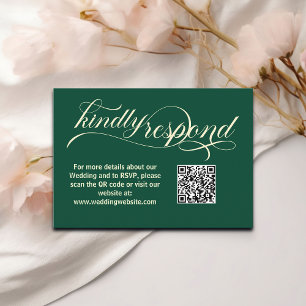 Carte D'accompagnement Elégante calligraphie Mariage Turquoise QR Code ca