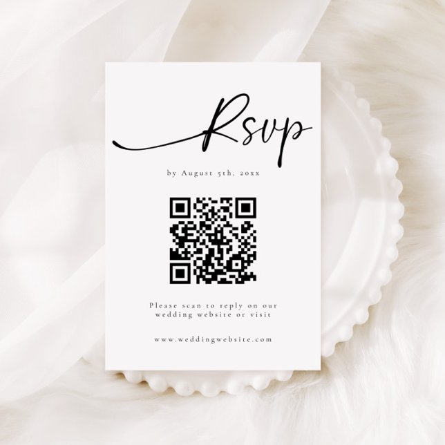Carte D'accompagnement Élégante calligraphie minimaliste RSVP QR Code (Créateur téléchargé)