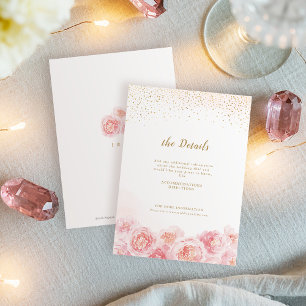 Carte D'accompagnement Élégante calligraphie or & mariage floral roux