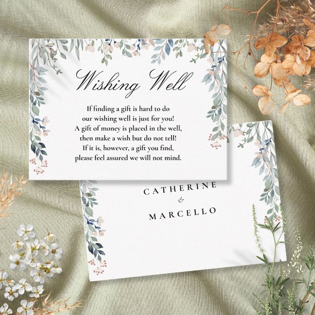 Carte D'accompagnement Elégante Cascade Florale Wishing well Mariage (Elegant Floral Cascade Wishing Well Wedding Enclosure Card)