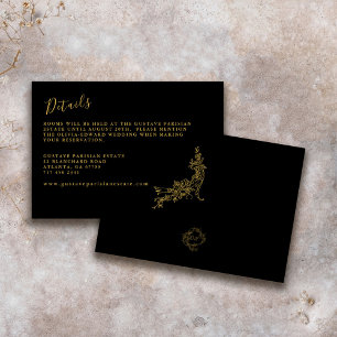 Carte D'accompagnement Elégante Chinoiserie baroque Vintage noir Détails