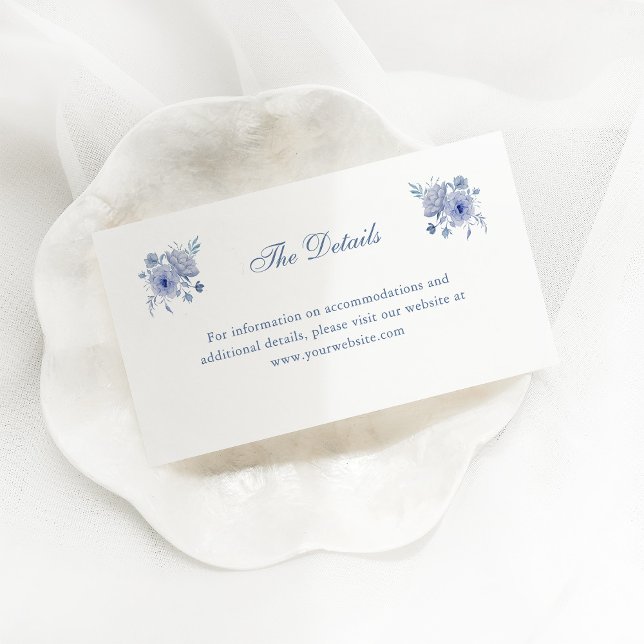 Carte D'accompagnement Élégante Chinoiserie bleu Dusty | Détails du maria (Créateur téléchargé)