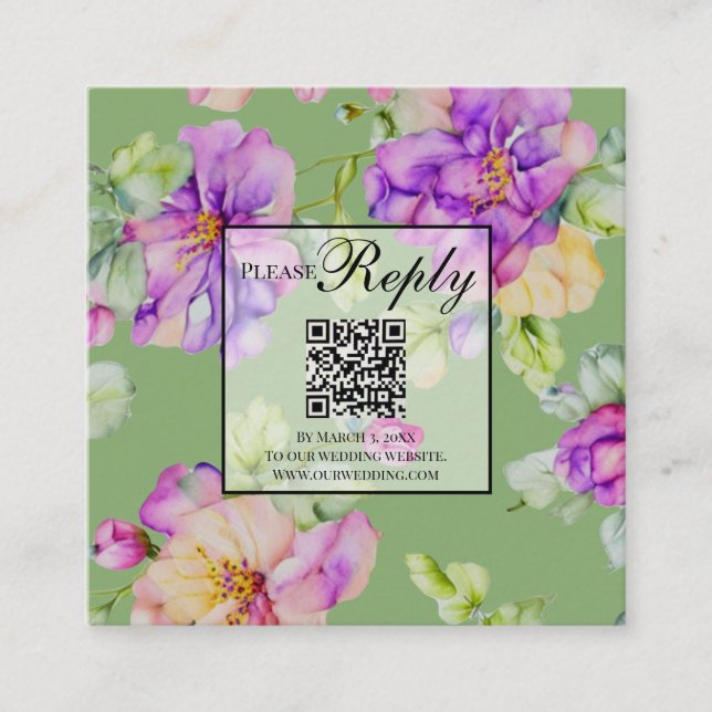 Carte D'accompagnement Elégante couleur couleur orange violet rose QR cod (Devant)