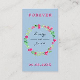 Carte D'accompagnement Élégante courroie rose Floral Clair Bleu Wed Regis