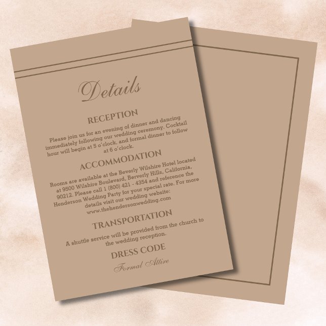 Carte D'accompagnement Elégante Crème Moderne Taupe Détails Mariage (Créateur téléchargé)