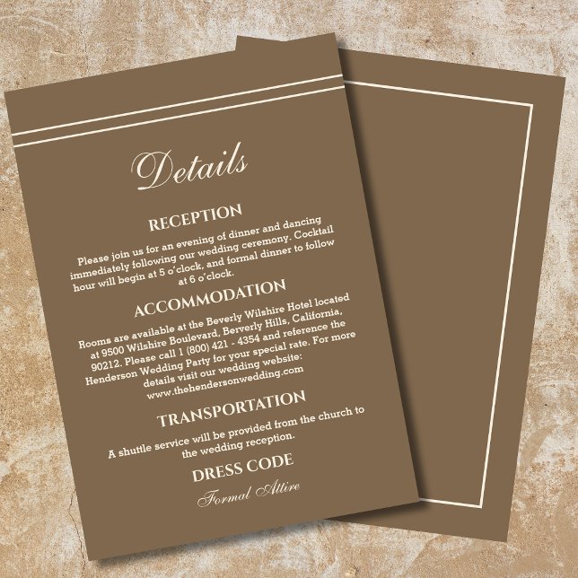 Carte D'accompagnement Elégante Crème Moderne Taupe Détails Mariage (Créateur téléchargé)