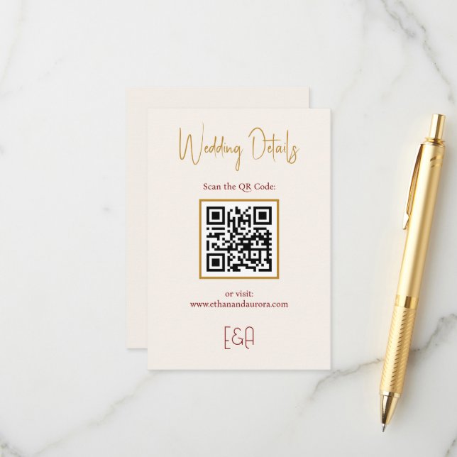 Carte d'Accompagnement Élégante de Code QR pour Ma (Devant/Arrière en situation)