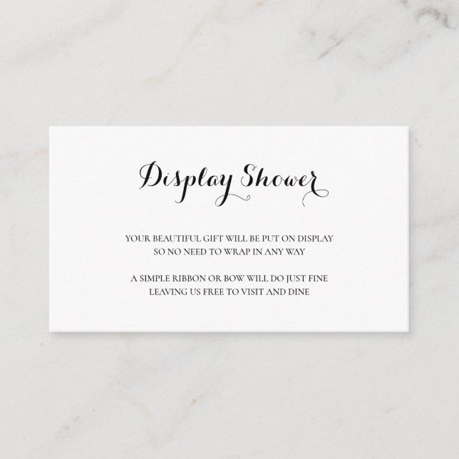 Carte D'accompagnement Élégante douche d'affichage simple en noir et blan (Devant)