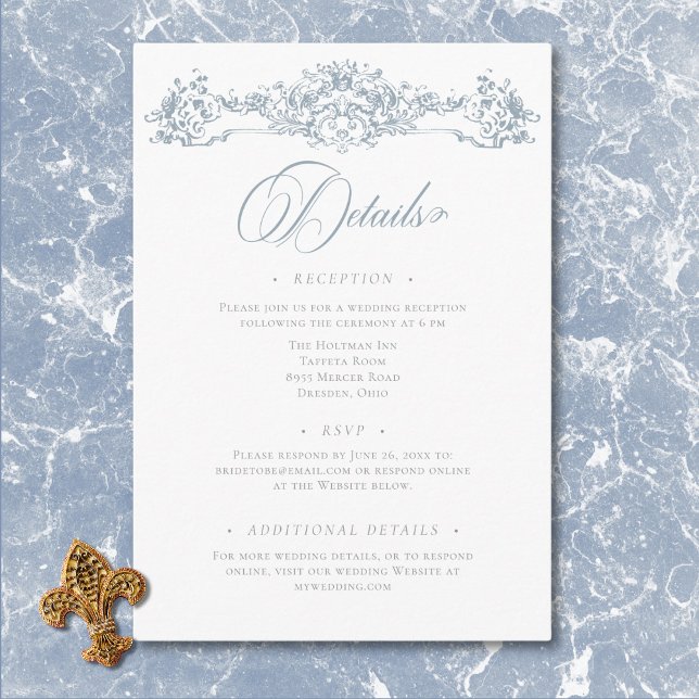 Carte D'accompagnement Elégante Dusty Blue Chinoiserie Cherub Mariage (Elegant Dusty Blue Chinoiserie Cherub Wedding Enclosure Card)