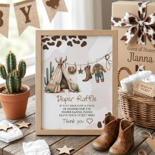 Carte D'accompagnement Élégante fête de bébé cowboy rustique aquarelle oc
